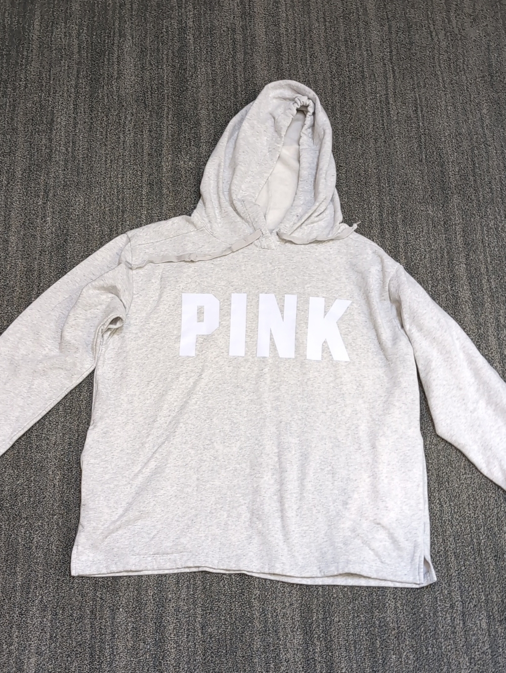 NWOT PINK Victoria's Secret Light Gray Pullover Hoodie Size XL